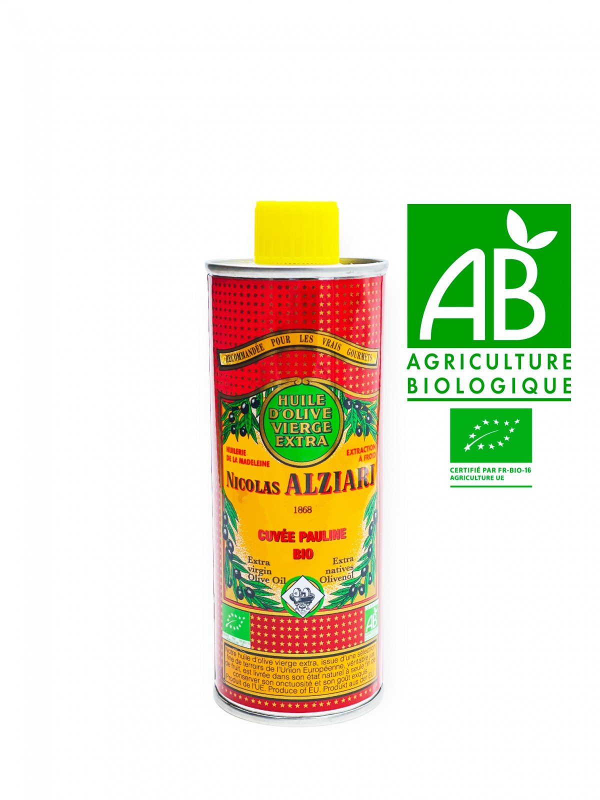 Bidon métal de 3 litres biologique. Huile d'Olive Vierge Extra