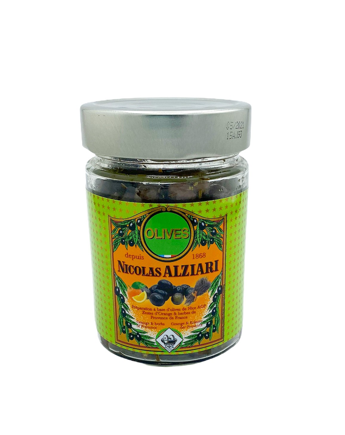 Jar of olives cailletier orange zest and Herbs of Provence  180 g