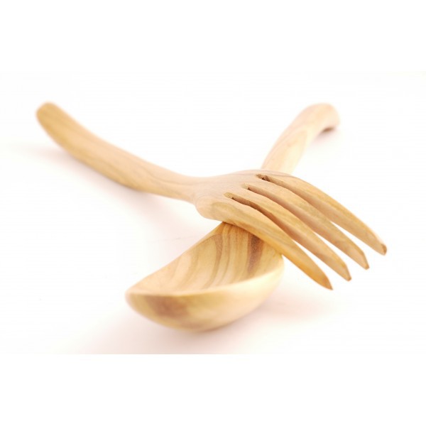 Cutlery in olive wood 4 teeth