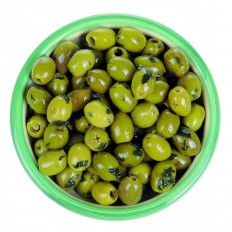 Olives fresh basil, garlic and olive oil 125  gr