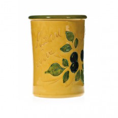 Pot à couverts jaune 17 cm (poterie de vallauris)