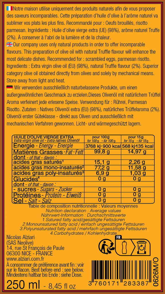 Bidon Diamant noir 250 ML - Alziari