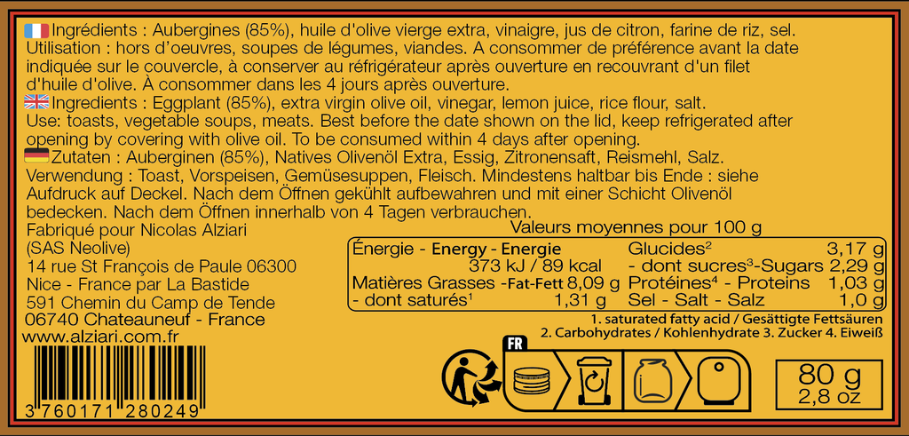 Caviar d'aubergine 80 g - Alziari