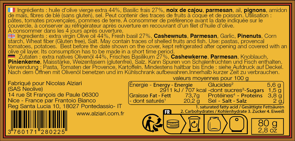 Pot de Pesto 80 g - Alziari