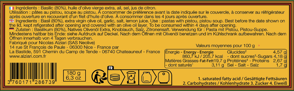 Pistou 180 g - Alziari