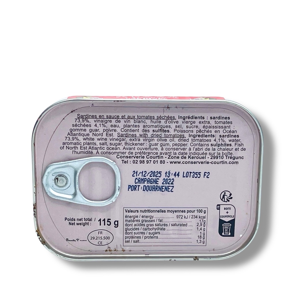 Sardines aux tomates sechees 1/6 115 g - Courtin