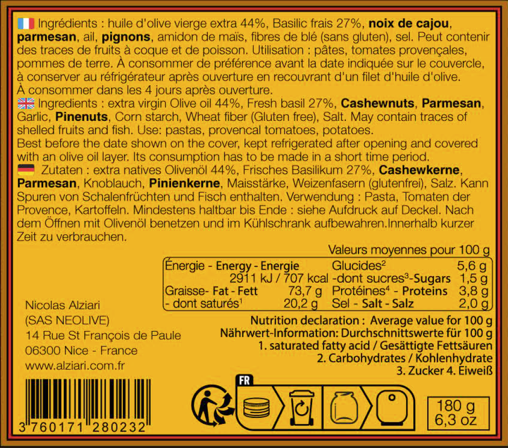 Pesto 180 gr - Alziari