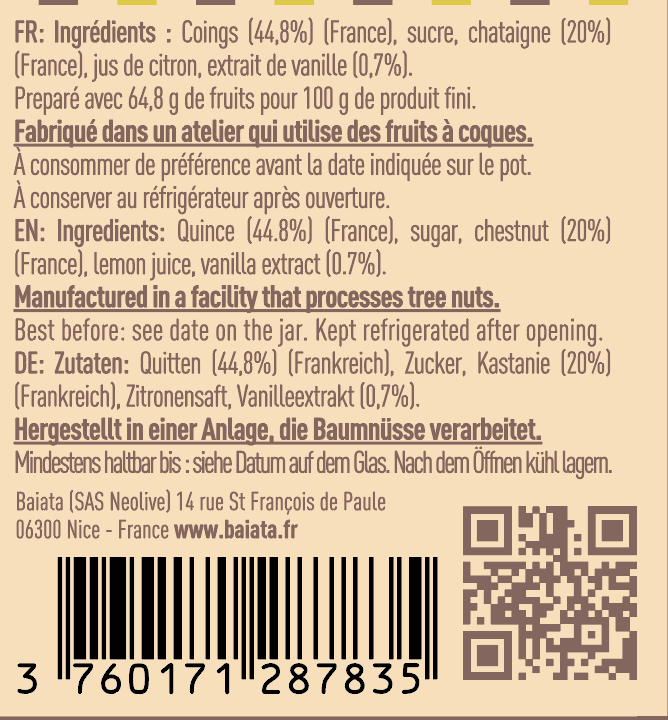 Délice de Fruits « Automne » 230g - Baiata