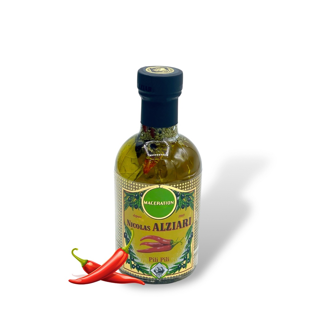 200ml Flasche scharf aromatisiertes PILI PILI Olivenöl - Alziari