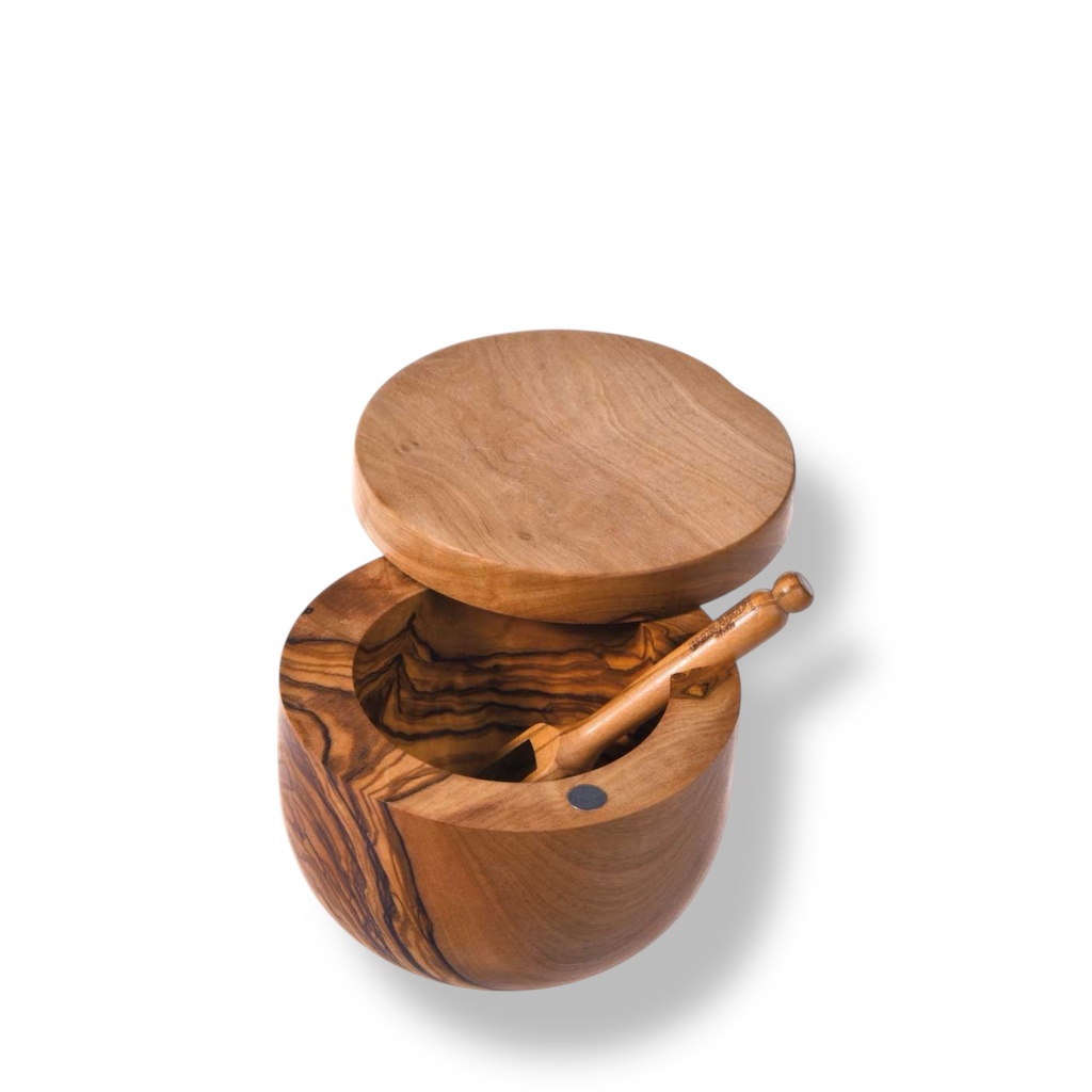 Boite à sel en bois d'olivier