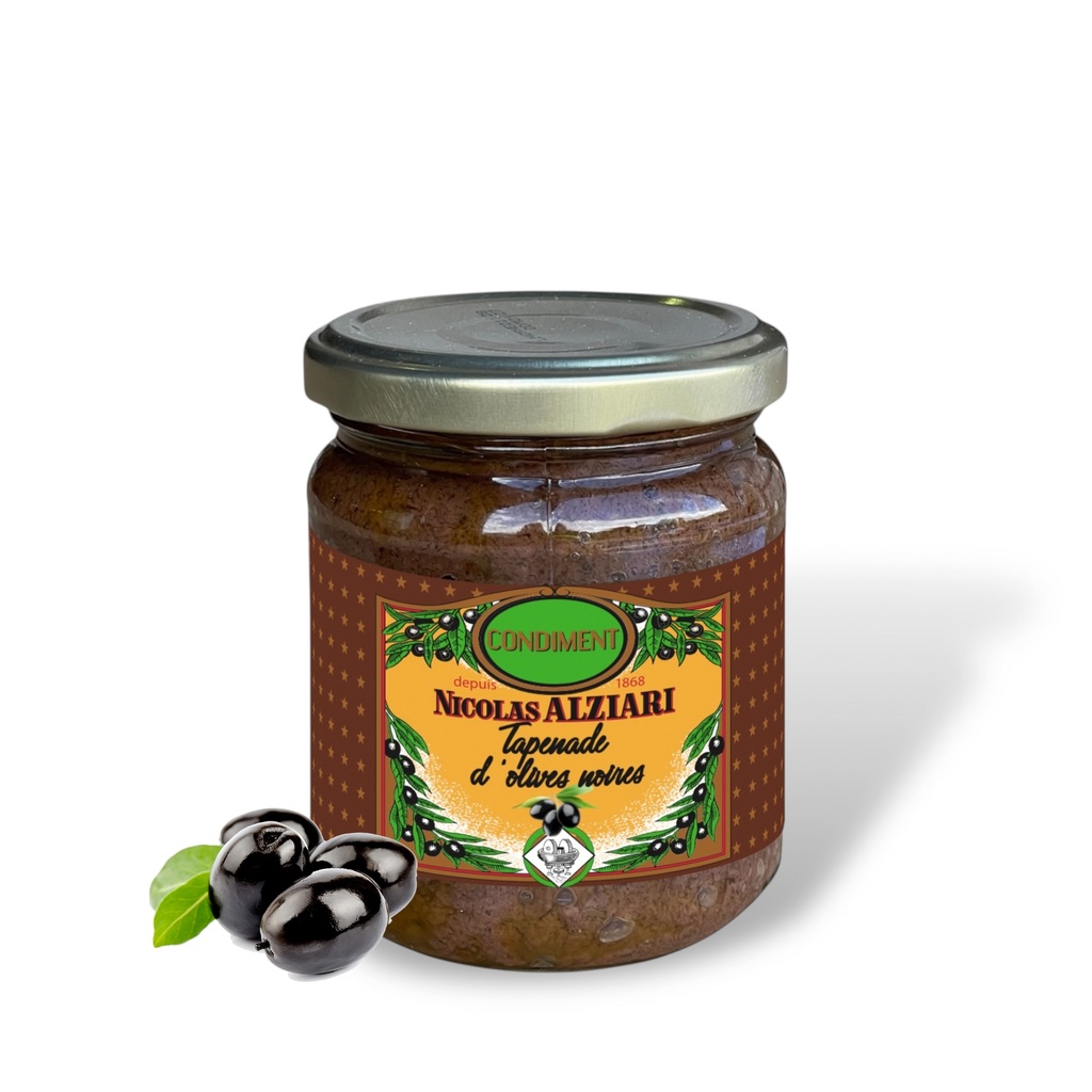 180g Glas schwarze Olivenpaste mit Sardellen / Tapenade