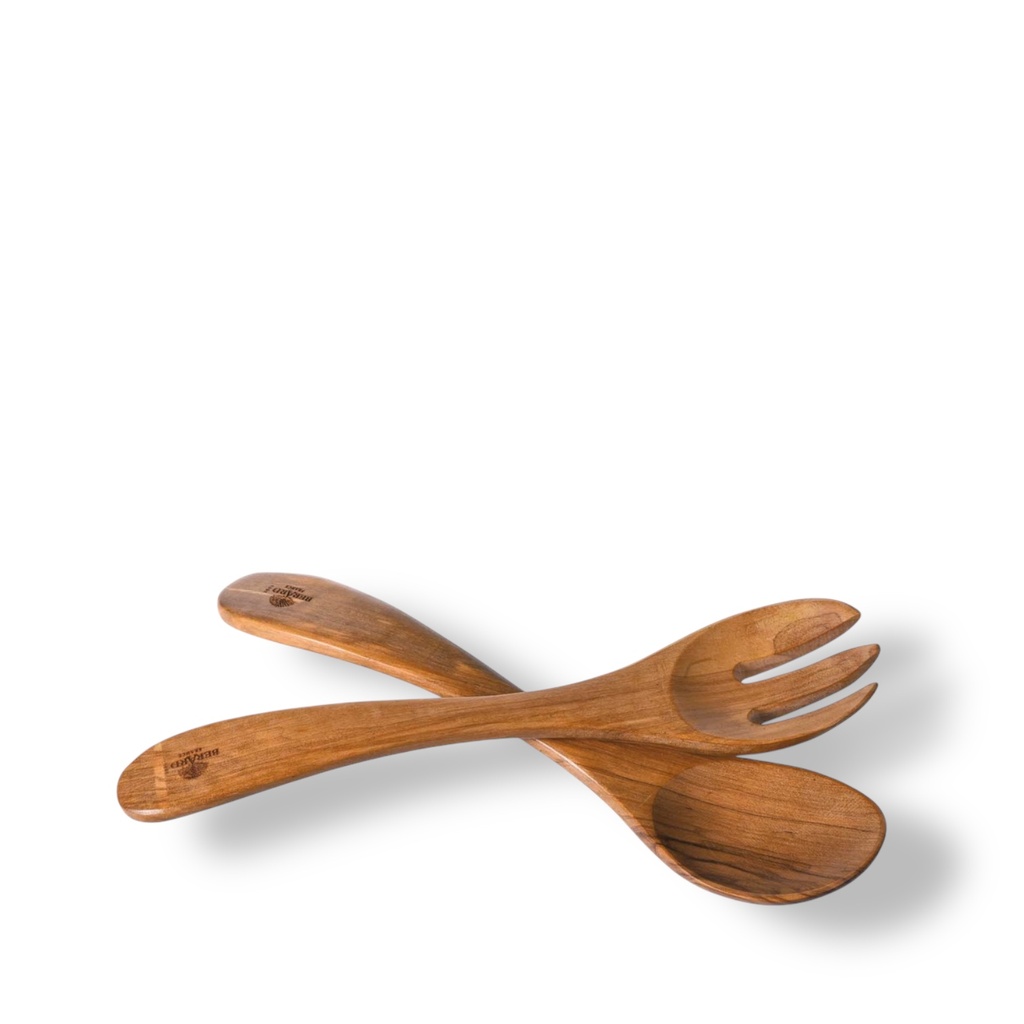 Couverts 25 cm 3 dents rond (en bois d'olivier)