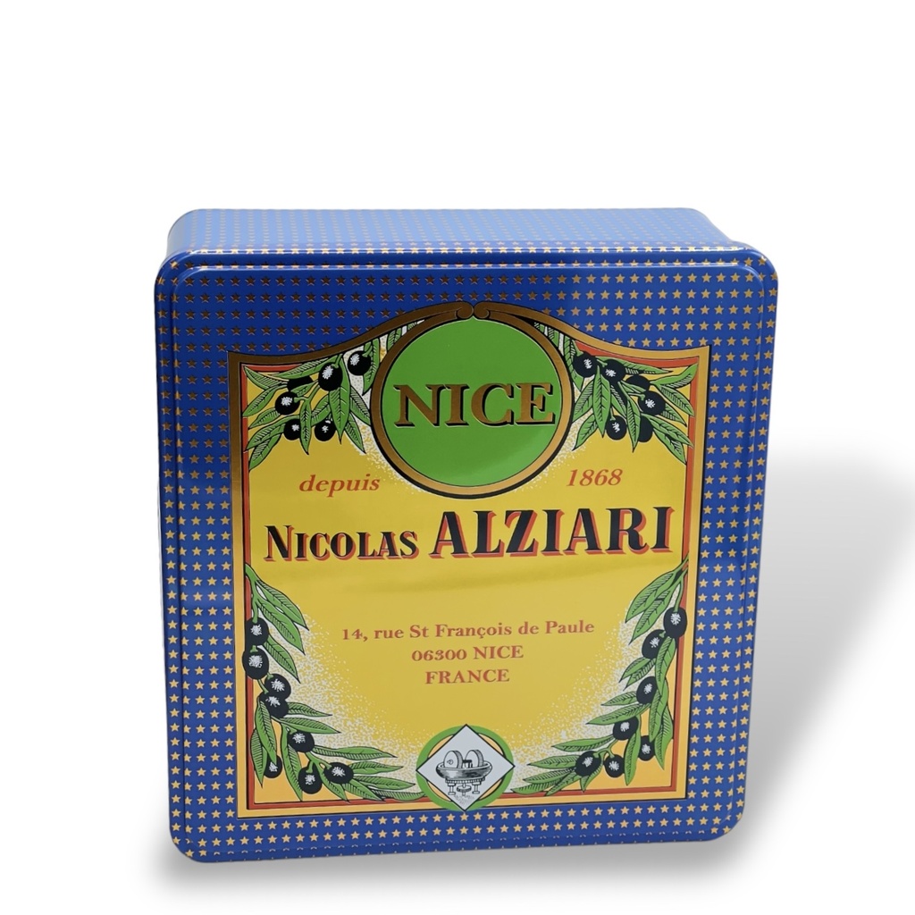 Boite gateaux métal impression "alziari" (24 x 22 x 9 cm)