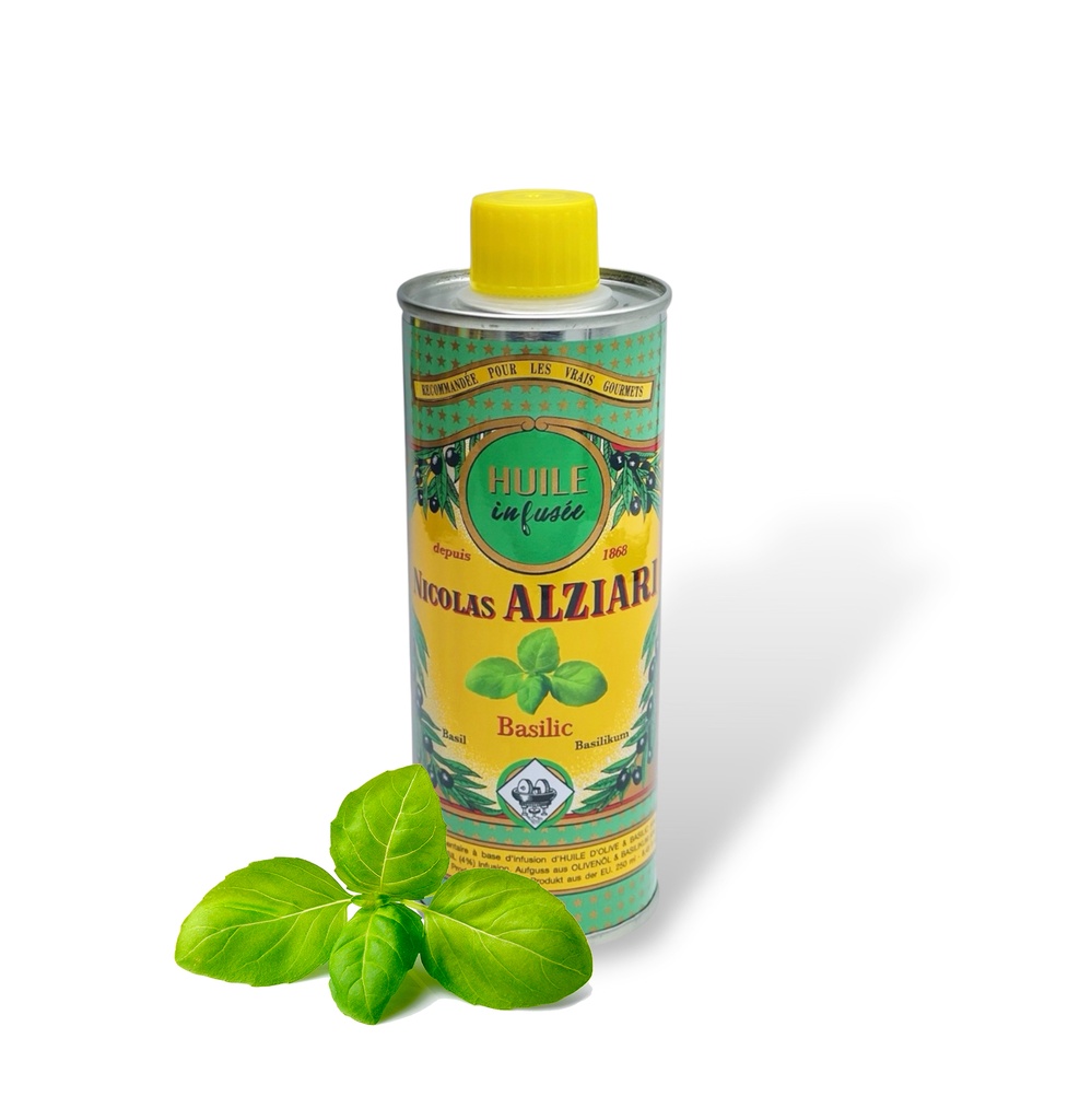 250ml Dose infundiertes Olivenöl Basilikum - Alziari