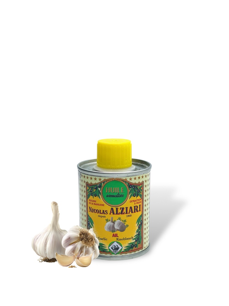 100ml Dose aromatisiertes Olivenöl Knoblauch - Alziari