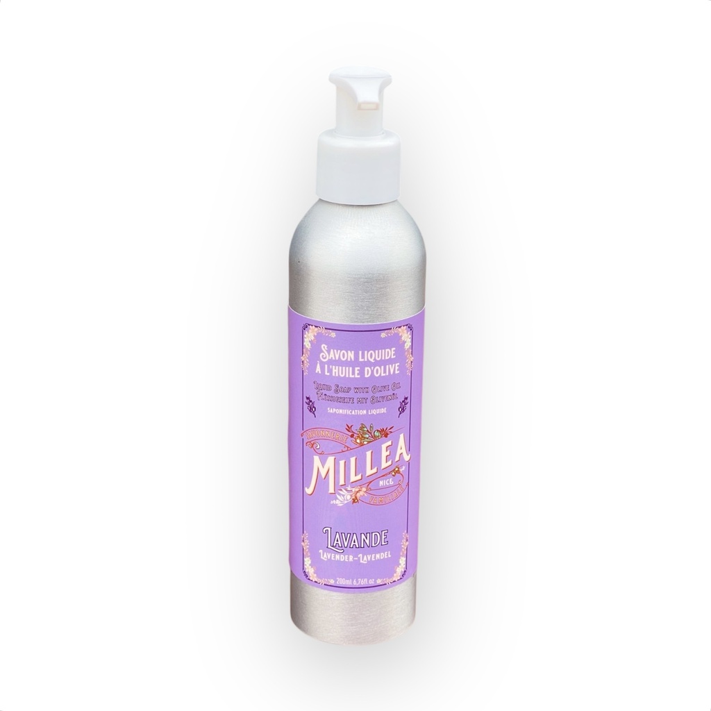 Flacon pompe 200 ml savon Liquide à l’huile d’olive - LAVANDE - Millea