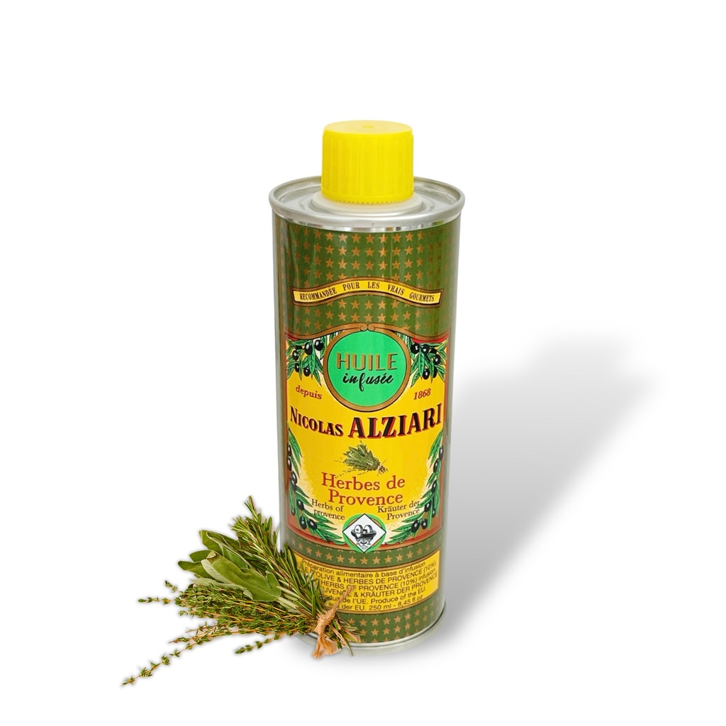 250ml tin Olive oil HERBS OF PROVENCE infused - Alziari