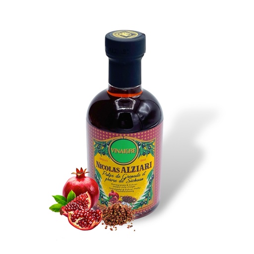 [1611] 200 ml Flasche Granatapfel Fruchtfleisch & Sichuan Pfeffer - Essig - Alziari