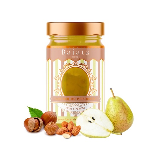 [5096] Früchte-Delikatesse Birne & Praliné "Goûter du pitchoun" 230 g - Baiata