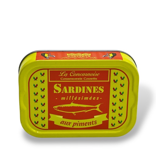 [5176] Sardines huile d'olive piment 1/6 115 g - Courtin