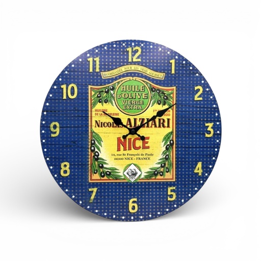 [1238] Horloge Alziari diam 34 cm (pile non incluse)