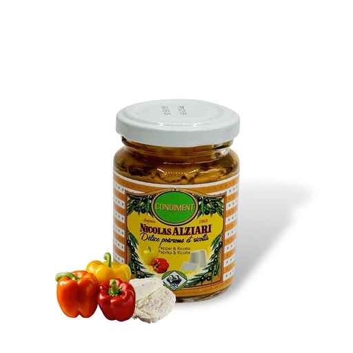 [1433] 80g Glas Paprika und Ricotta Pesto - Alziari