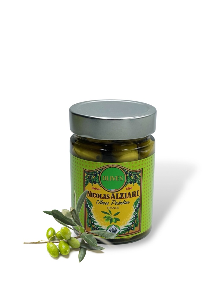 200g glass - green Picholine olives - Alziari - 20057000 | Alziari